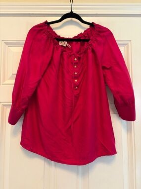 Juicy Couture Hot Pink Satin-Look Blouse with Logo Tag